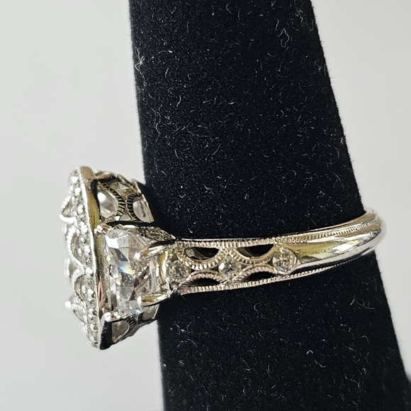 Antique Style Tacori IV Diamonique Epiphany Platinum Clad 925 Ring Size 5.5 - Picture 5 of 16